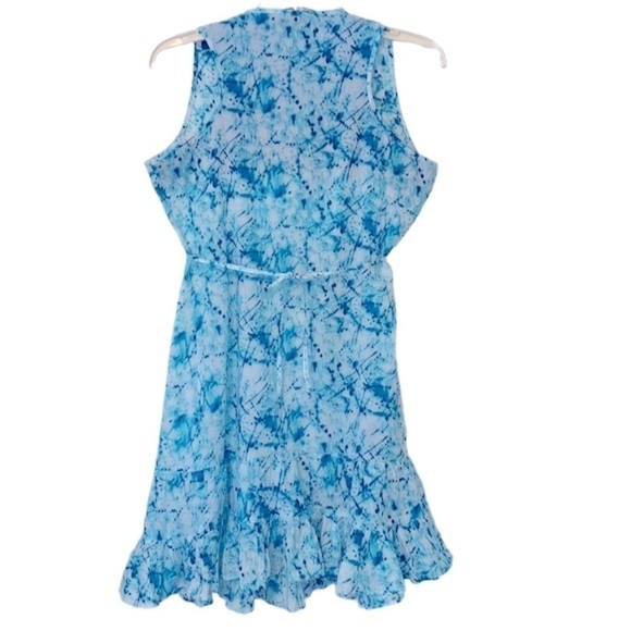 Noi Blue Print Sleeveless Dress with Ruffle Hem Large - Picture 5 of 10